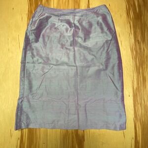 Painted‎ Pony 100% Silk Iridescent Pencil Skirt Purple Silver Pink Sz 12 USA Y2K